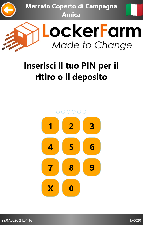 Tastierino numerico per l'inserimento del PIN