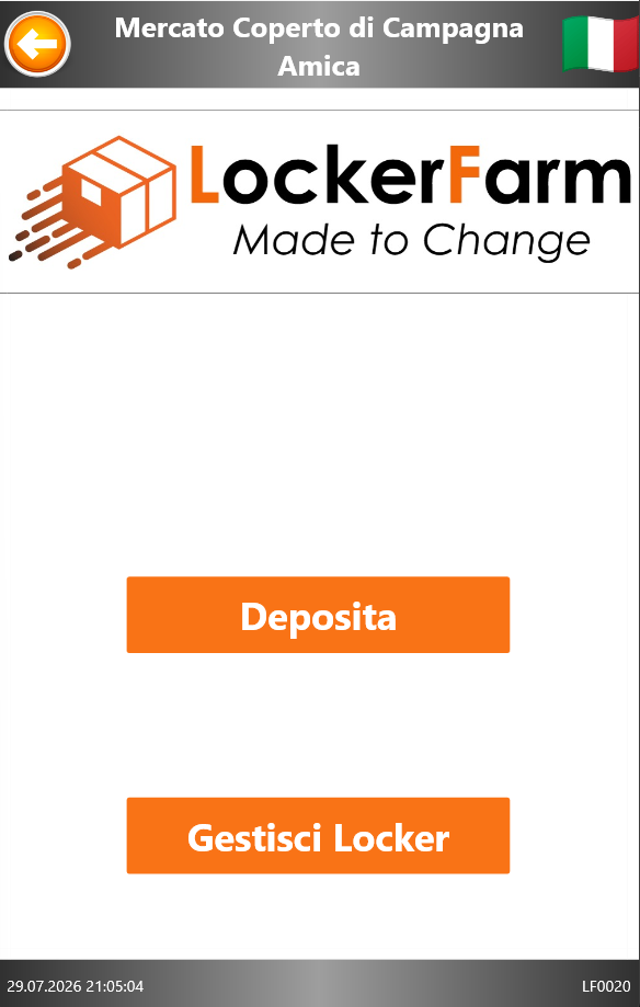 Menu con i pulsanti Deposita e Gestisci Locker