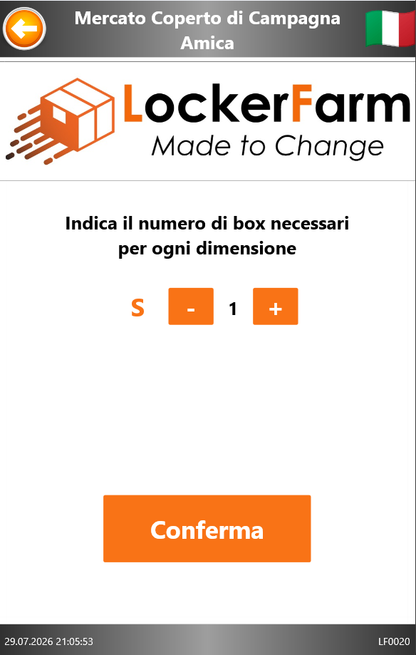 Contatore a 1 e pulsante Conferma acceso