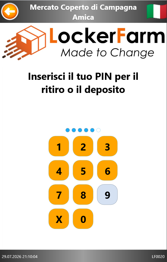 Tastierino con cinque cifre su sei inserite