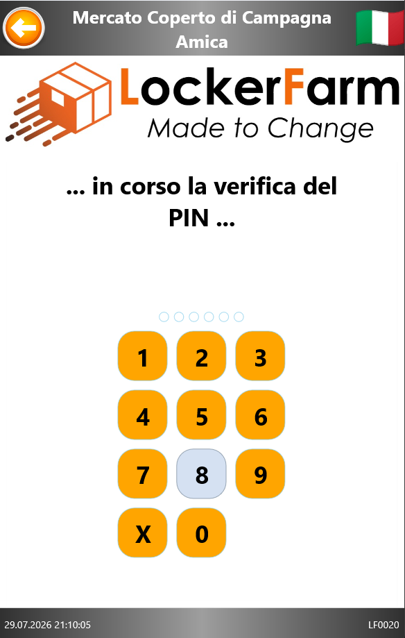 Messaggio di verifica del PIN in corso