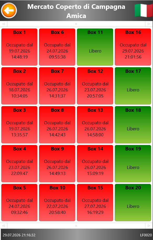 Mappa con il box 11 diventato verde e libero