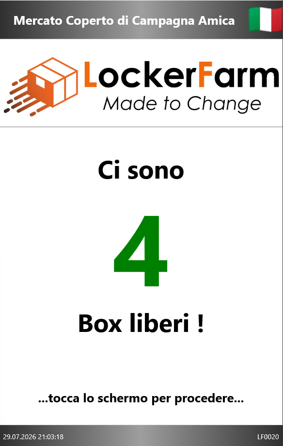 Schermata con il numero di box liberi